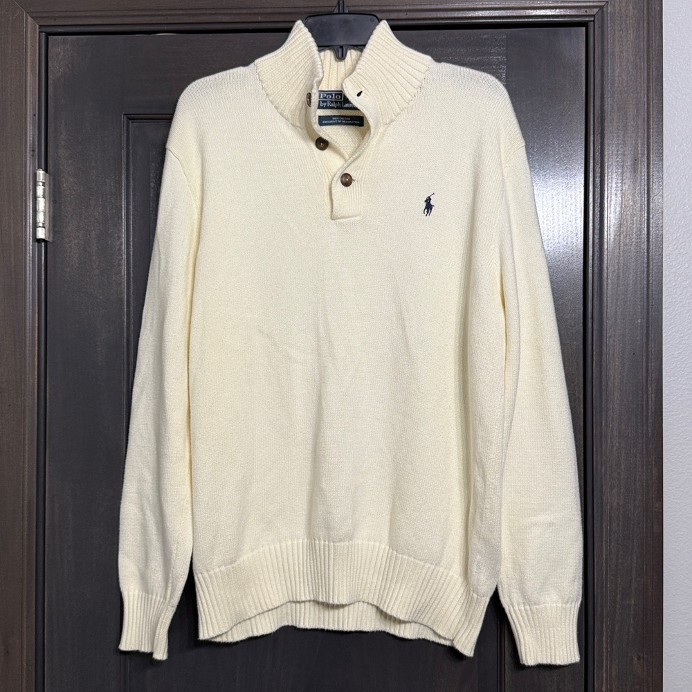 Ralph Lauren Ivory Polo Cotton Sweater